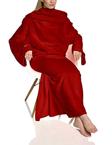 Fleecedecke mit Ärmeln rot